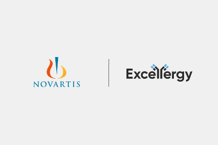 Novartis and Excellergy company logos side-by-side representing their $2 billion acquisition deal.